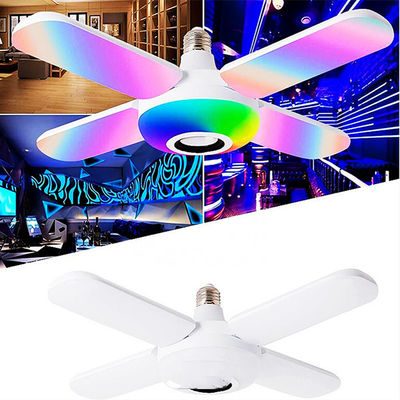 Czterolistna łopatka wentylatora 20w Lampa muzyczna Bluetooth, wewnętrzne żarówki Led Cri80